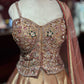 Rose Gold Metallic Lehenga with Embellished Corset Blouse & Dupatta