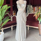 Silver Sequin Draped Saree with Embellished Bustier Blouse