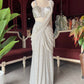 Silver Sequin Draped Saree with Embellished Bustier Blouse