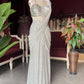 Silver Sequin Draped Saree with Embellished Bustier Blouse