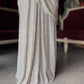 Silver Sequin Draped Saree with Embellished Bustier Blouse