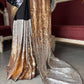 Black, Gold & Silver Sequin Designer Saree with Matching Blouse