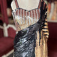 Black, Gold & Silver Sequin Designer Saree with Matching Blouse