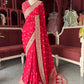 Red Designer Embroidered Saree with Heavy Gold Zari Border