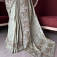 Luxury Green Mirror Work Designer Saree with Heavy Hand Embroidered