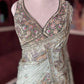 Luxury Green Mirror Work Designer Saree with Heavy Hand Embroidered