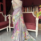Mauve Floral Embroidered Saree with Embellished Blouse