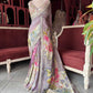 Mauve Floral Embroidered Saree with Embellished Blouse
