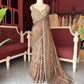 Taupe Brown Printed Saree with Embellished Designer Blouse
