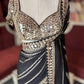 Black Mirror Work Saree with Embellished Designer Blouse