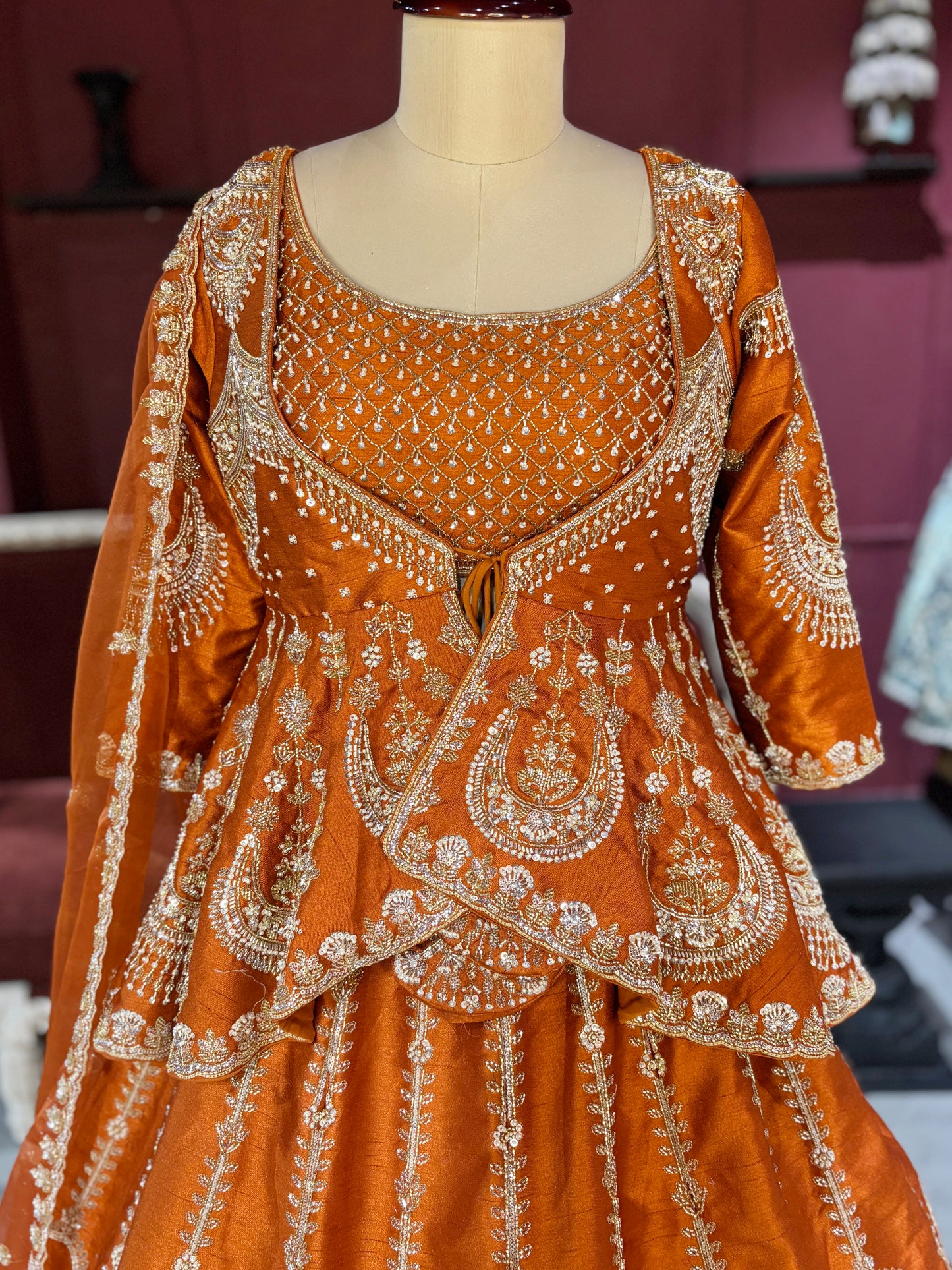 Orange Colour Silk Designer Lehenga With Jacket