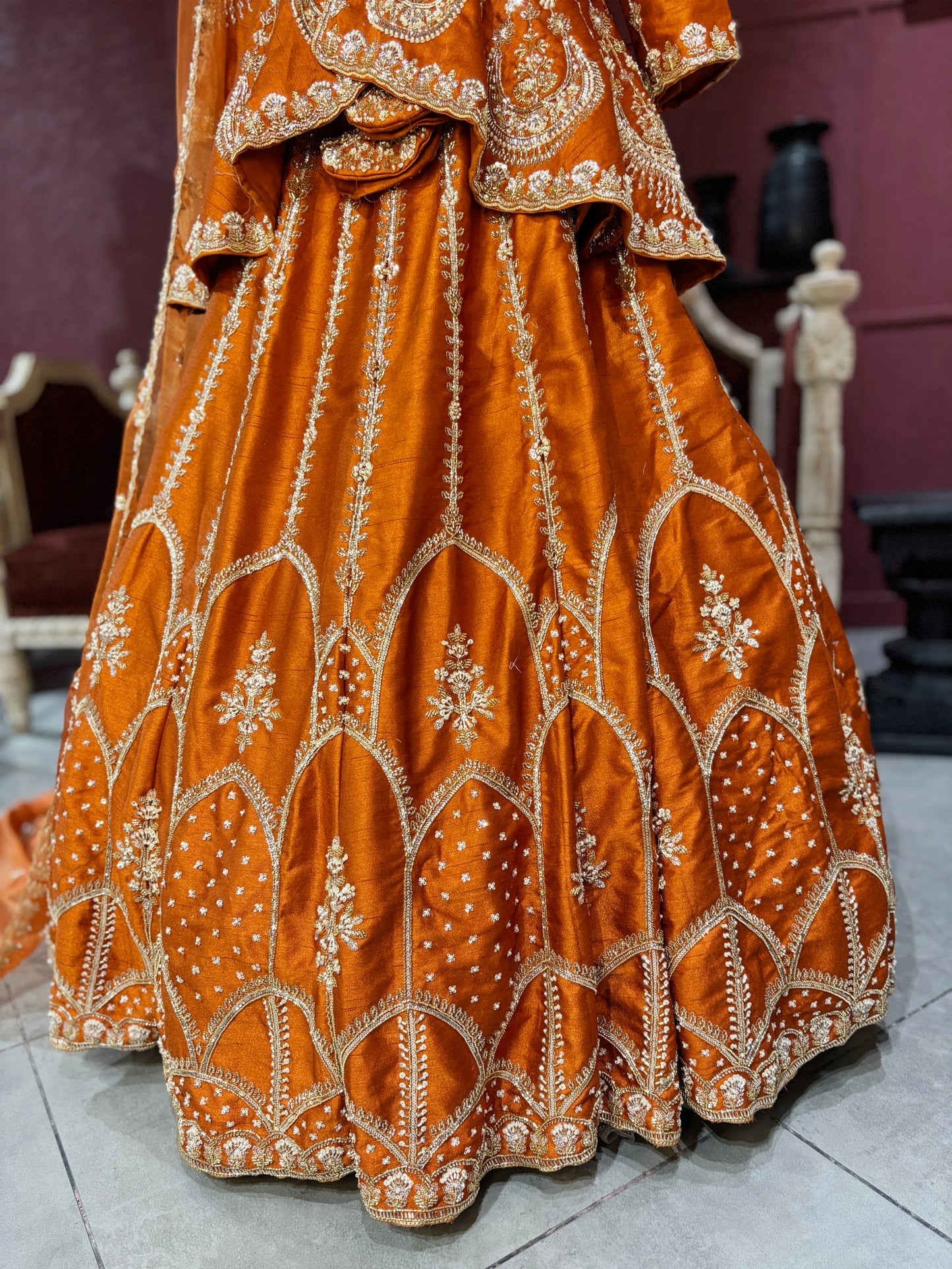 Orange Colour Silk Designer Lehenga With Jacket