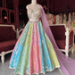 Pastel Multicolor Mirror Work Lehenga with Pink Dupatta