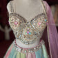 Pastel Multicolor Mirror Work Lehenga with Pink Dupatta
