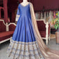 Royal Blue Embroidered Anarkali Gown with Dupatta