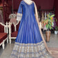 Royal Blue Embroidered Anarkali Gown with Dupatta