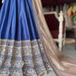 Royal Blue Embroidered Anarkali Gown with Dupatta