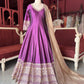 Wine Embroidered Anarkali Gown with Beige Dupatta