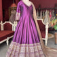 Wine Embroidered Anarkali Gown with Beige Dupatta