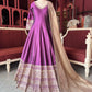 Wine Embroidered Anarkali Gown with Beige Dupatta