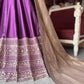 Wine Embroidered Anarkali Gown with Beige Dupatta