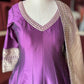 Wine Embroidered Anarkali Gown with Beige Dupatta