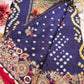 Gajji Silk Blue Colour Saree with Ornate Golden Embroidery