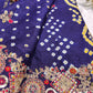 Gajji Silk Blue Colour Saree with Ornate Golden Embroidery