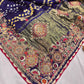 Gajji Silk Blue Colour Saree with Ornate Golden Embroidery