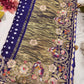 Gajji Silk Royal Blue Saree with Golden Bird Embroidery