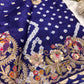 Gajji Silk Royal Blue Saree with Golden Bird Embroidery