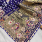 Gajji Silk Royal Blue Saree with Golden Bird Embroidery