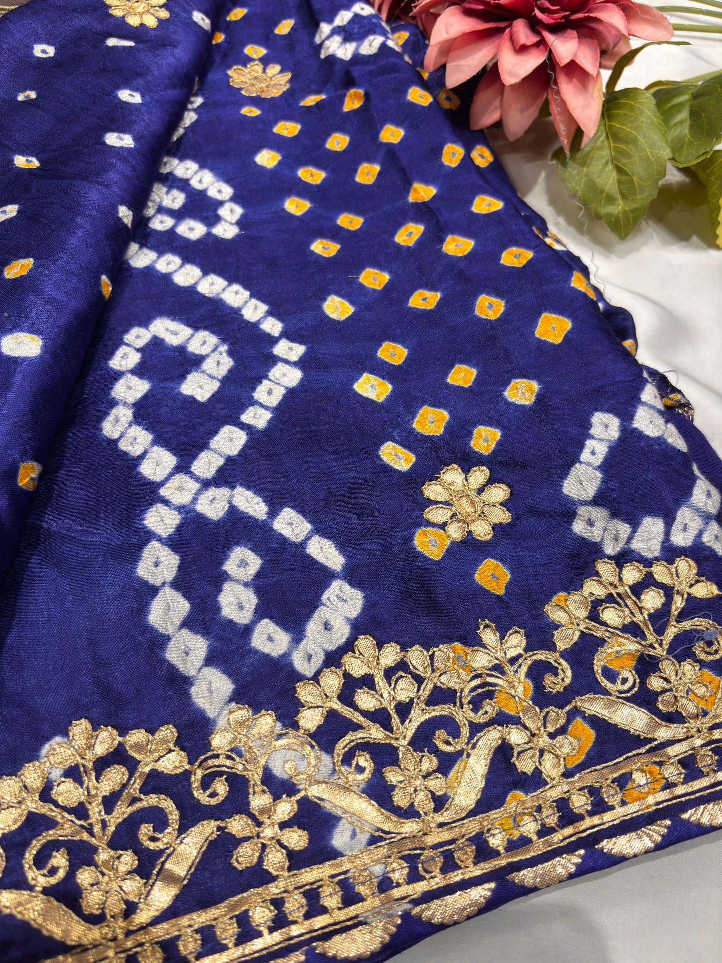 Gajji Silk Royal Blue Colour Saree with Ornate Floral Motifs