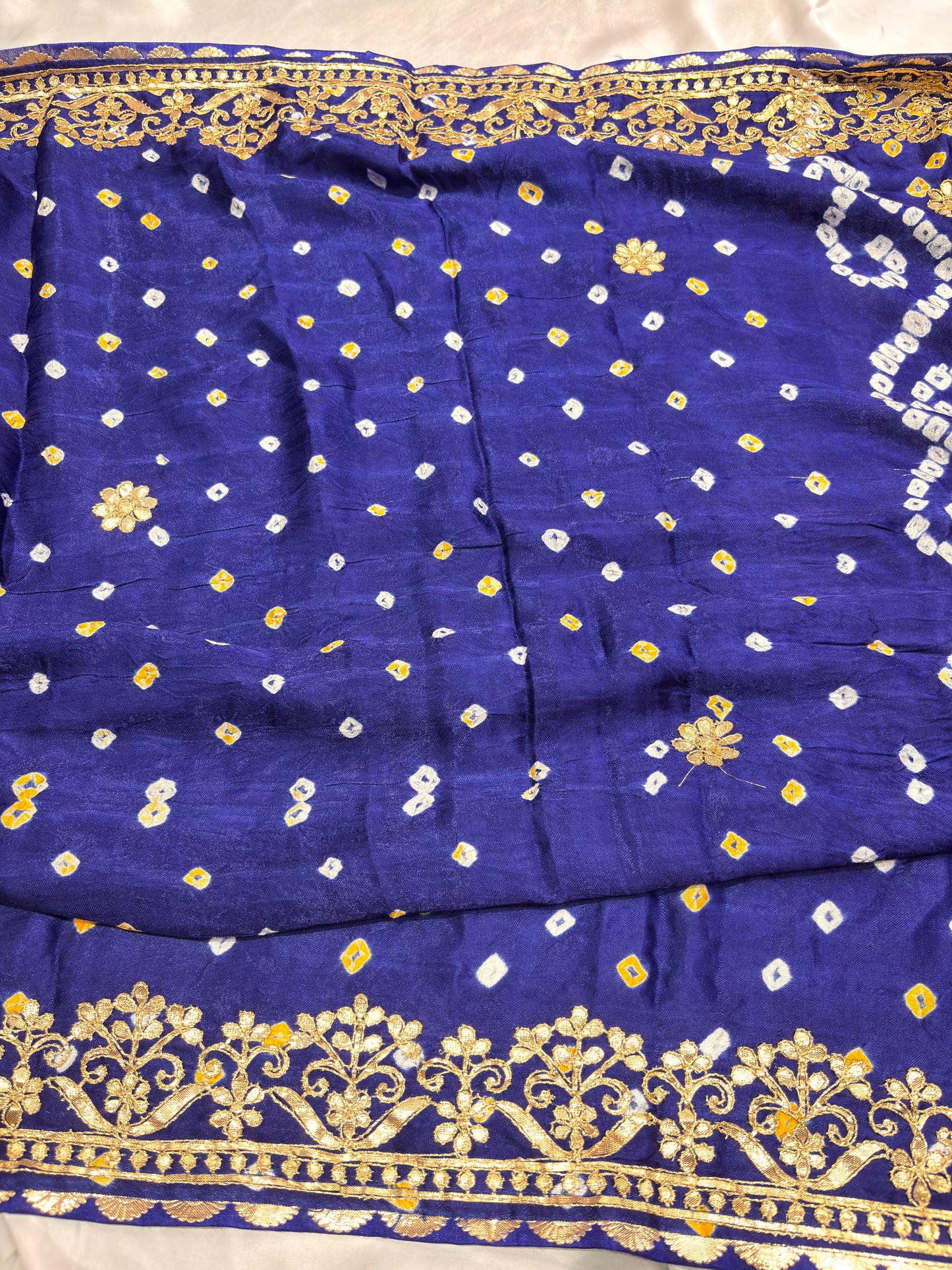 Gajji Silk Royal Blue Colour Saree with Ornate Floral Motifs