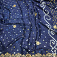 Gajji Silk Designer Saree with Navy Blue Floral Border