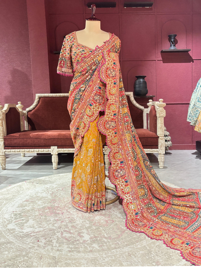 Grand Designer Georgette Saree with Ornate Embroidery