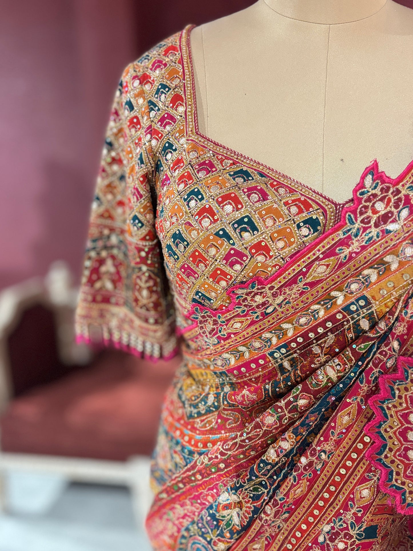 Grand Designer Georgette Saree with Ornate Embroidery