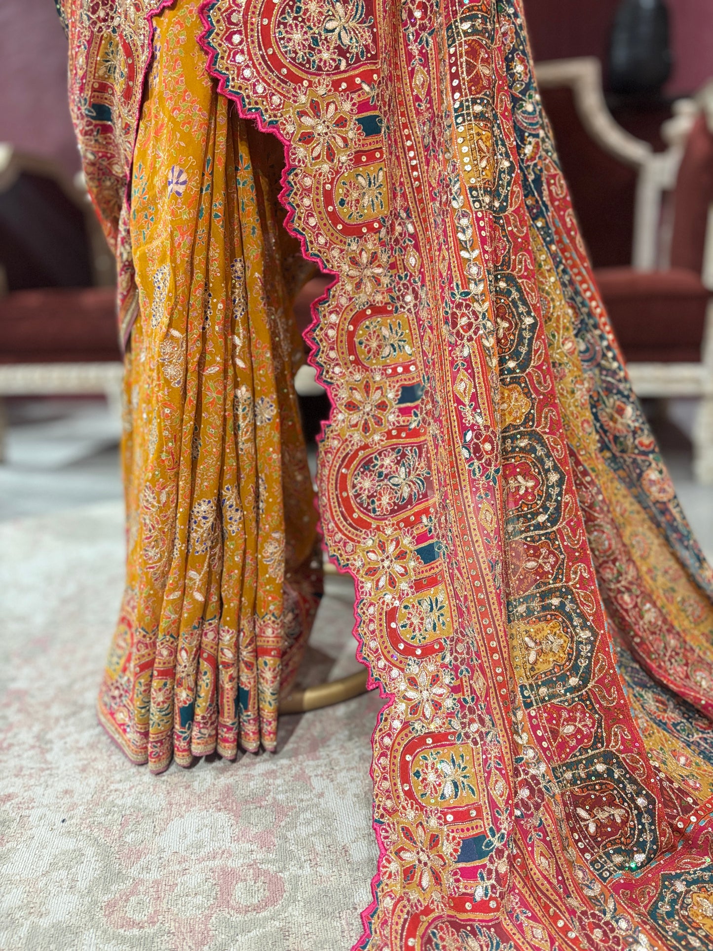 Grand Designer Georgette Saree with Ornate Embroidery