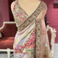 Designer Silk Pastel Saree with Multicolor Floral Embroidery