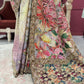 Designer Silk Pastel Saree with Multicolor Floral Embroidery