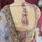 Designer Silk Pastel Saree with Multicolor Floral Embroidery