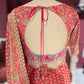 Designer Chinon Red Saree with Golden Floral Embroidery