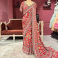 Designer Chinon Saree with Multicolor Floral Embroidery