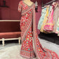 Designer Chinon Saree with Multicolor Floral Embroidery