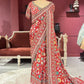 Designer Chinon Saree with Multicolor Floral Embroidery