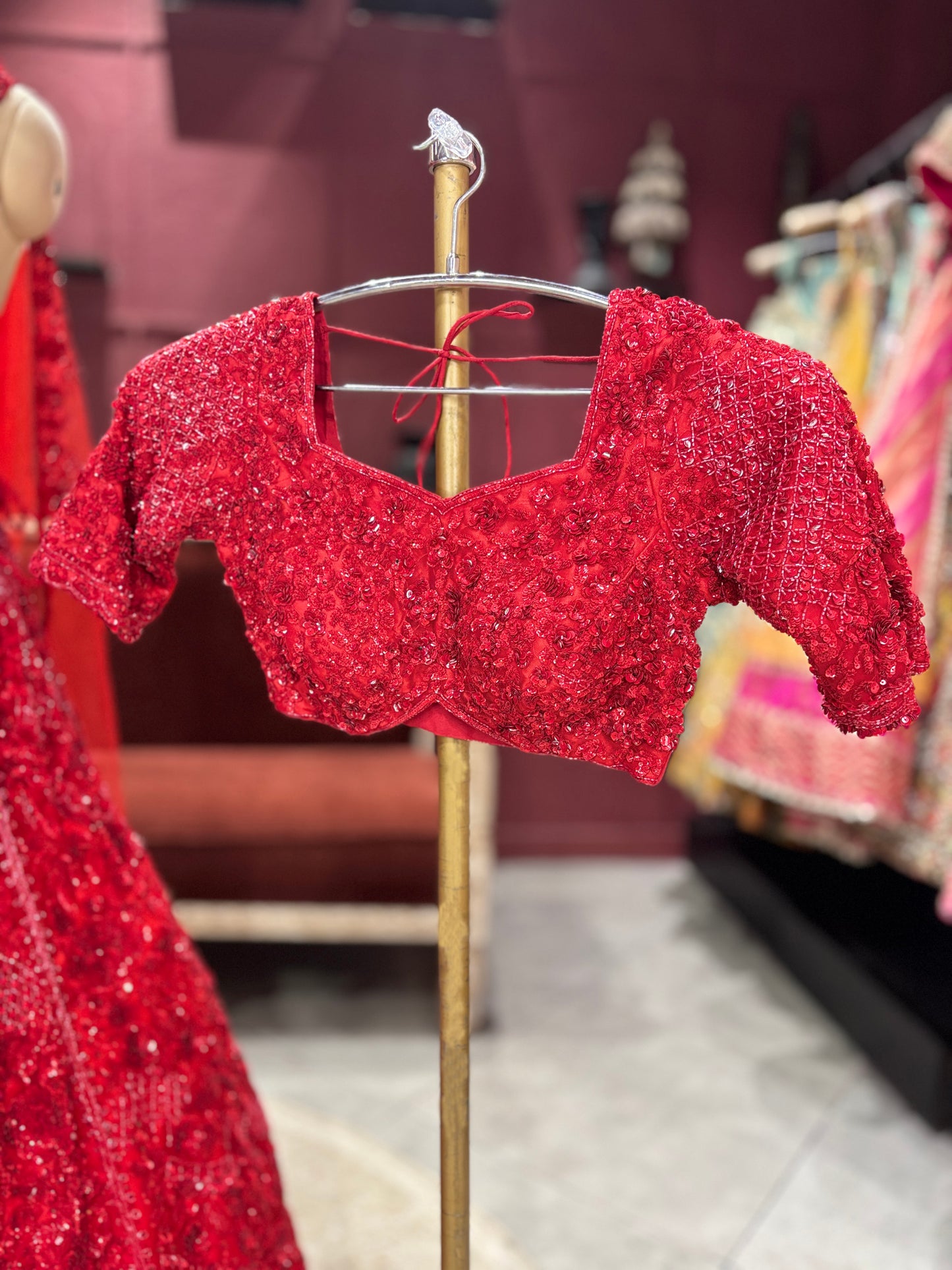 Red Colour Hand Embroidered Lehenga With Designer Blouse