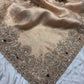 Golden Silk Saree with Ornate Bird Embroidery