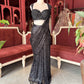 Black Sequin Draped Saree with Embellished Designer Blouse