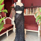 Black Sequin Draped Saree with Embellished Designer Blouse
