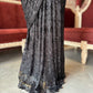 Black Sequin Draped Saree with Embellished Designer Blouse
